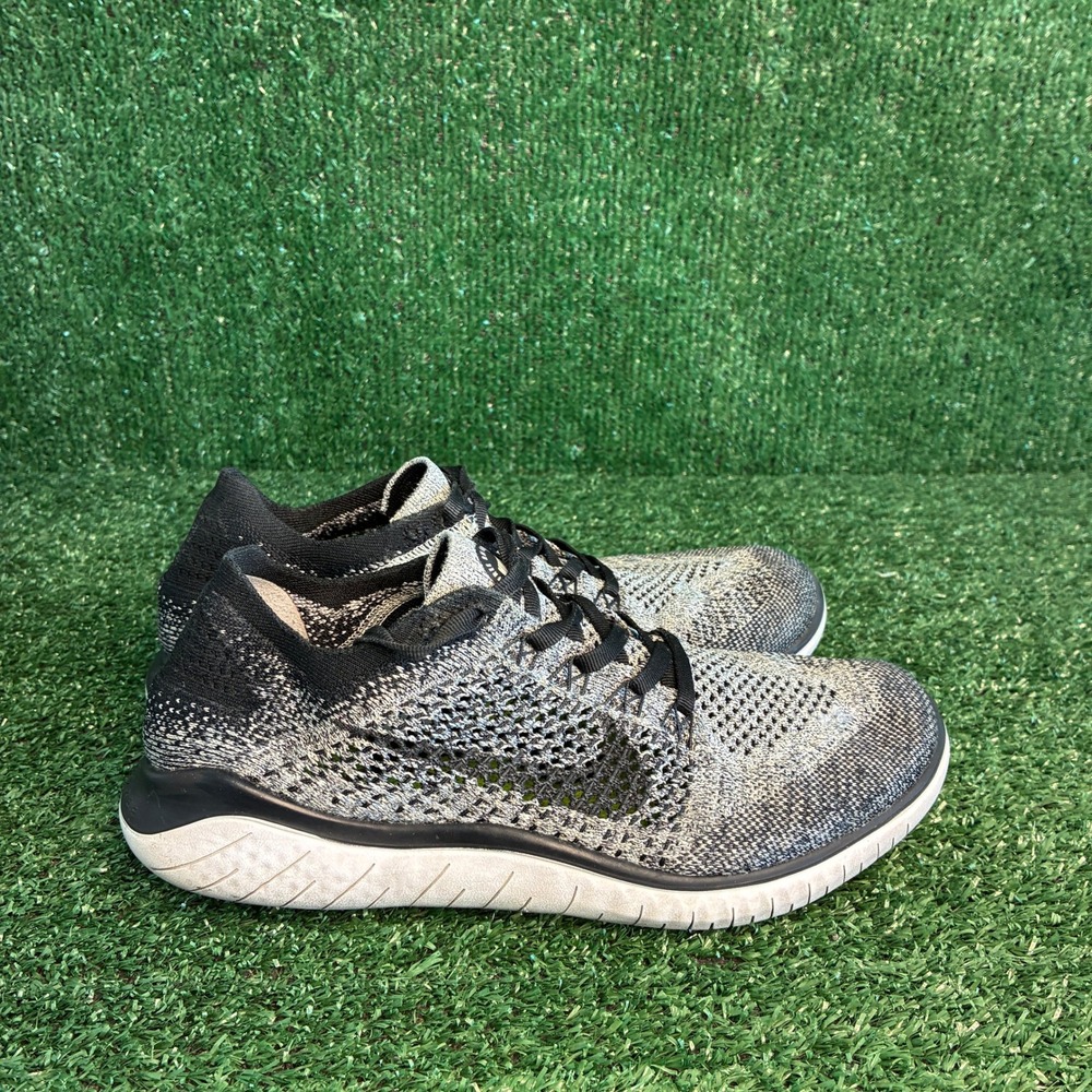 Nike Free RN Flyknit 2018 Oreo Running Athletic Sneaker Black White Womens 8.5